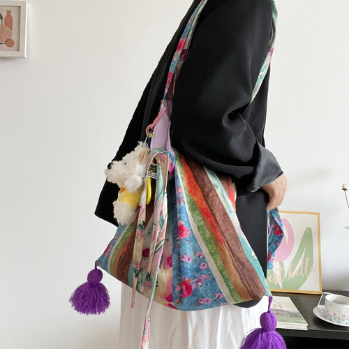 特别春天的油画包棉质薄款国风包小众大容量多用图手提单肩斜挎包