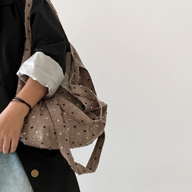 小众慵懒复古亚麻棉提花单肩包斜挎包通勤大容量托特包手拎包女包