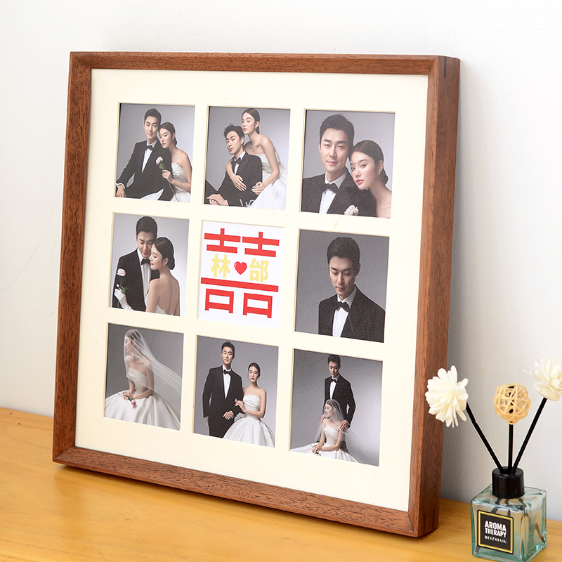 九宫格相框方形挂墙摆台洗照片定制结婚照创意结婚送礼礼物挂墙