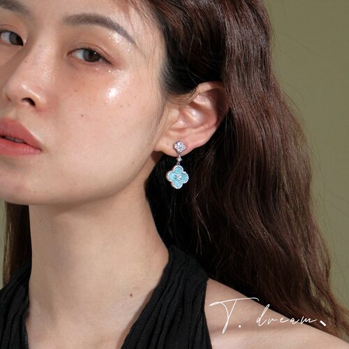 Nicedream法式重工四叶草耳钉