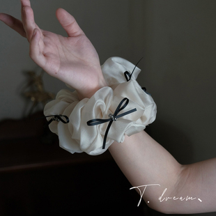 复古蝴蝶结发圈ins风发饰女丸子头头绳头饰头花 法式 芭蕾日记