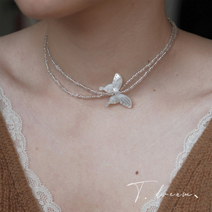 《白蝶园》法式串珠项链高级感锁骨链颈链小众设计2026新款choker