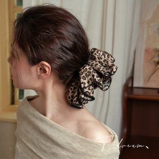 复古头绳头饰 复古褶皱大肠发圈发饰女丸子头法式 豹纹狂想曲