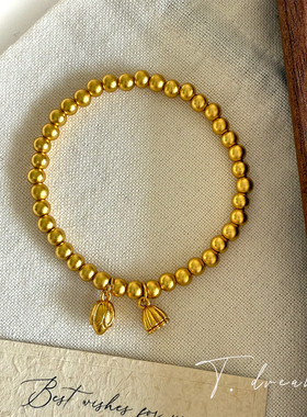 nicedream沙金金珠莲花弹力手串