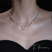 2026新款 超闪叠戴碎银项链高级感锁骨链小众设计法式 蝶影幻梦