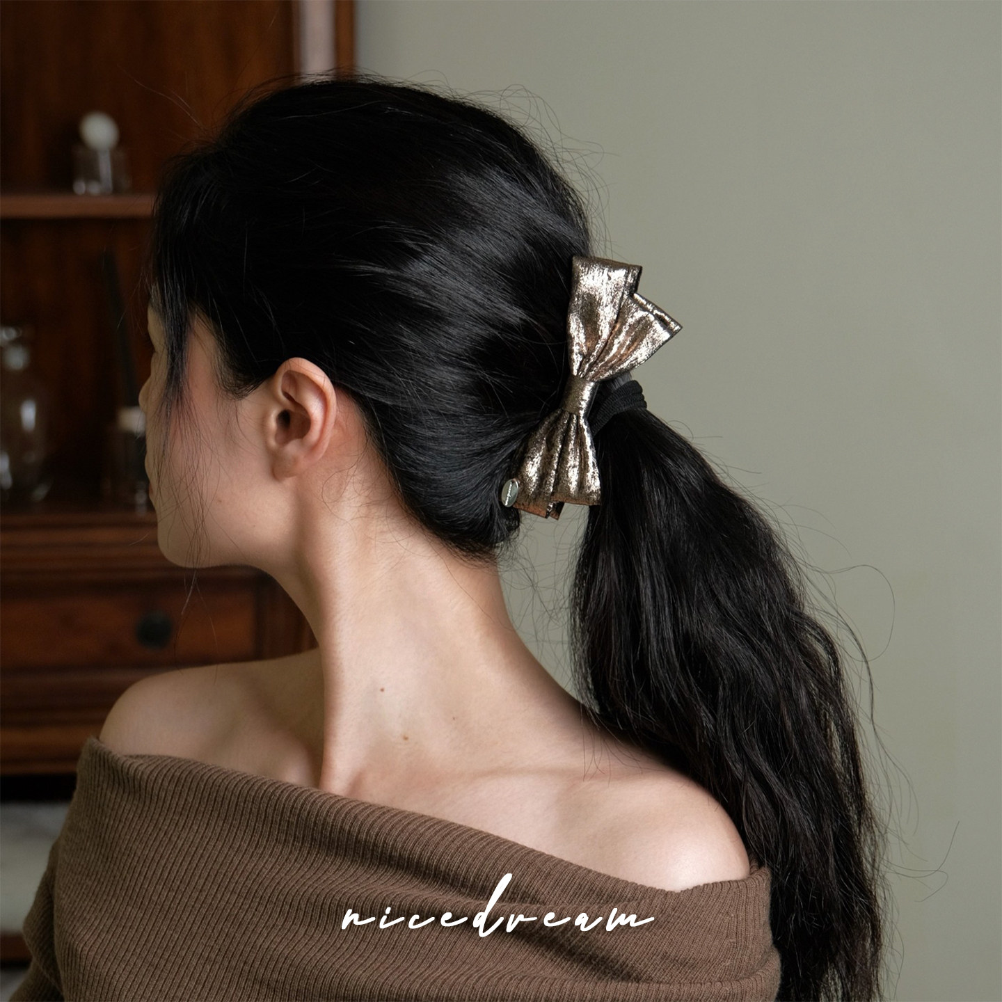 Nicedream法式蝴蝶结小号马尾夹图片