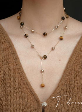 nicedream虎眼珍珠间隔多戴项链