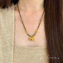 沙金虎眼石小马吊坠项链高级感毛衣链小众设计2025款 逐风小马