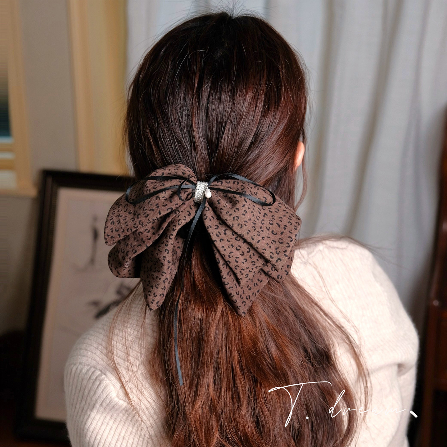 《野性与优雅》深咖豹纹蝴蝶结发夹女复古法式发饰顶夹头绳马尾抓,饰品/流行首饰/时尚饰品新,发饰,淘宝优惠券,粉丝福利购,淘宝优惠卷