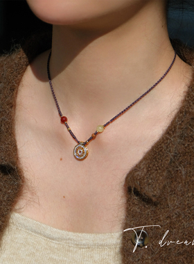 nicedream锆石罗盘编织绳项链