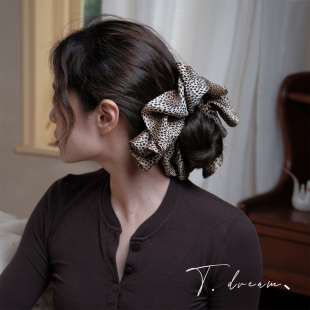 复古大肠发圈发饰女丸子头法式 法式 复古头绳头饰头花 自在豹纹