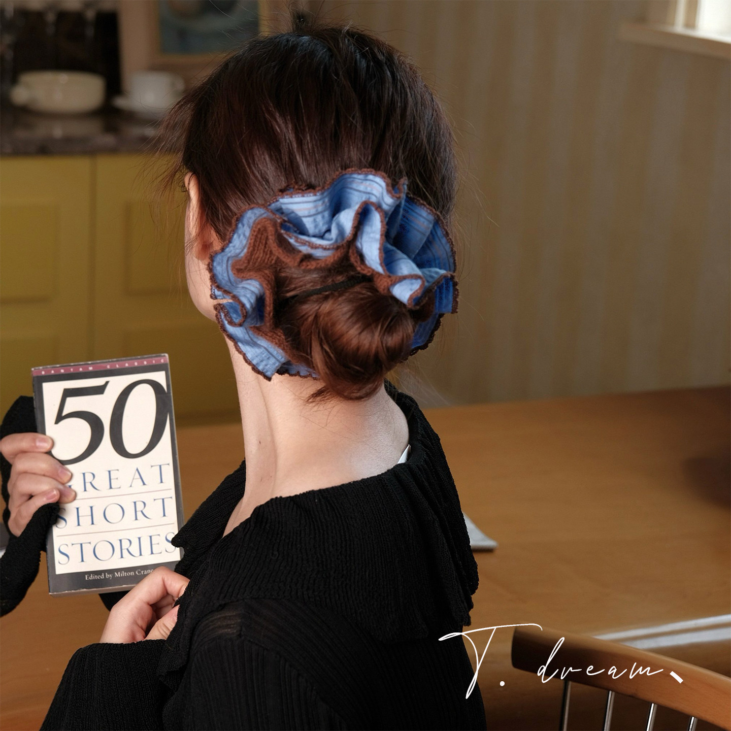 《蓝调咖啡馆》蓝咖拼色毛线发圈发饰女丸子头法式复古头绳头饰,饰品/流行首饰/时尚饰品新,发饰,淘宝优惠券,粉丝福利购,淘宝优惠卷