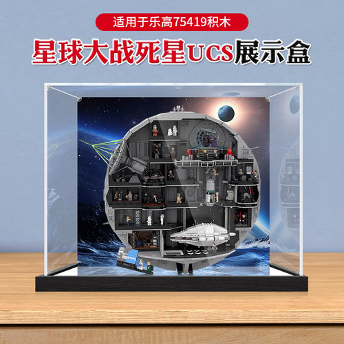 亚克力展示盒适用乐高75419星球大战死星模型收纳盒高透明防尘罩