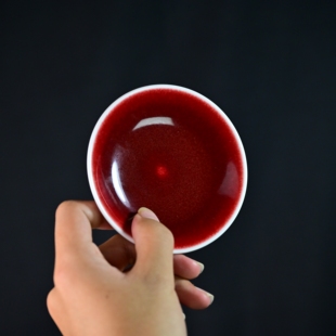 景德镇郎红杯垫郎红茶托陶瓷家用功夫茶垫茶杯托红色隔热茶道配件