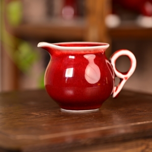 景德镇郎红釉陶瓷公道杯茶海茶具配件茶道零配茶具家用礼品公道杯