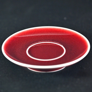 正品郎红釉茶托陶瓷茶具茶道配件纯手工朗红茶托红色茶托茶具配件