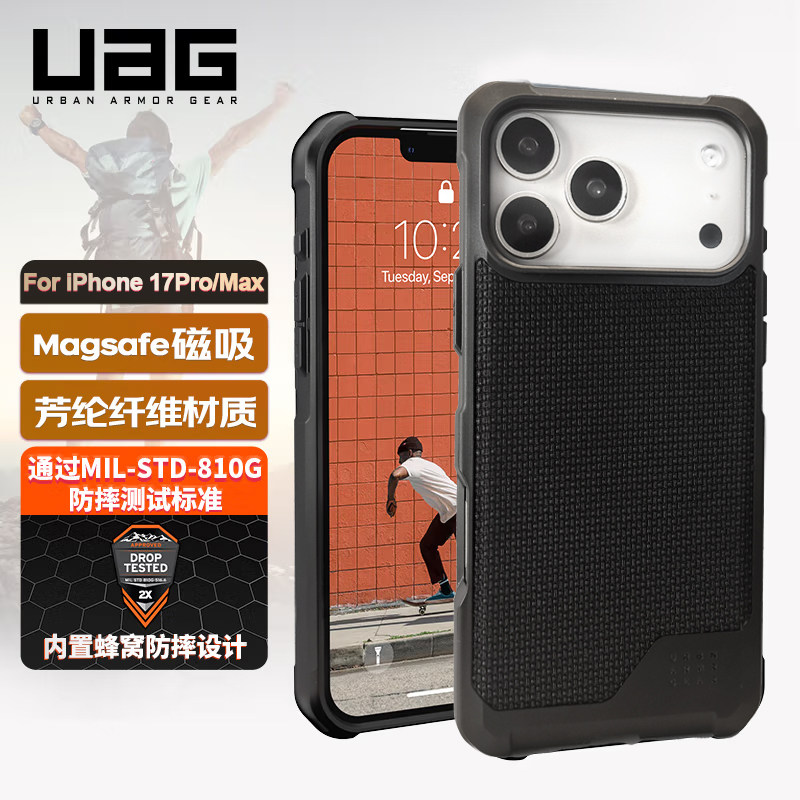UAG适用于iPhone17ProMax手机壳透明苹果新款防摔磁吸充电Magsafe壳轻薄全包保护套高级感碳纤维商务高级男女图片
