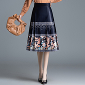 改良国风马面裙女秋季 垂感显瘦百褶裙a字裙 高腰印花半身裙中长款