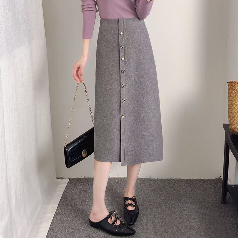 不规则气质针织包臀裙女2025新款秋冬显瘦半身裙中长高腰毛线筒裙