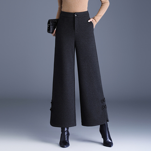 新中式九分阔腿裤女秋冬2025新款高腰宽松显瘦时尚妈妈休闲直筒裤