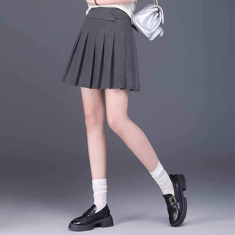 亮片百褶短裙半身裙女春夏2026新款小个子显瘦百搭a字裙子休闲裙