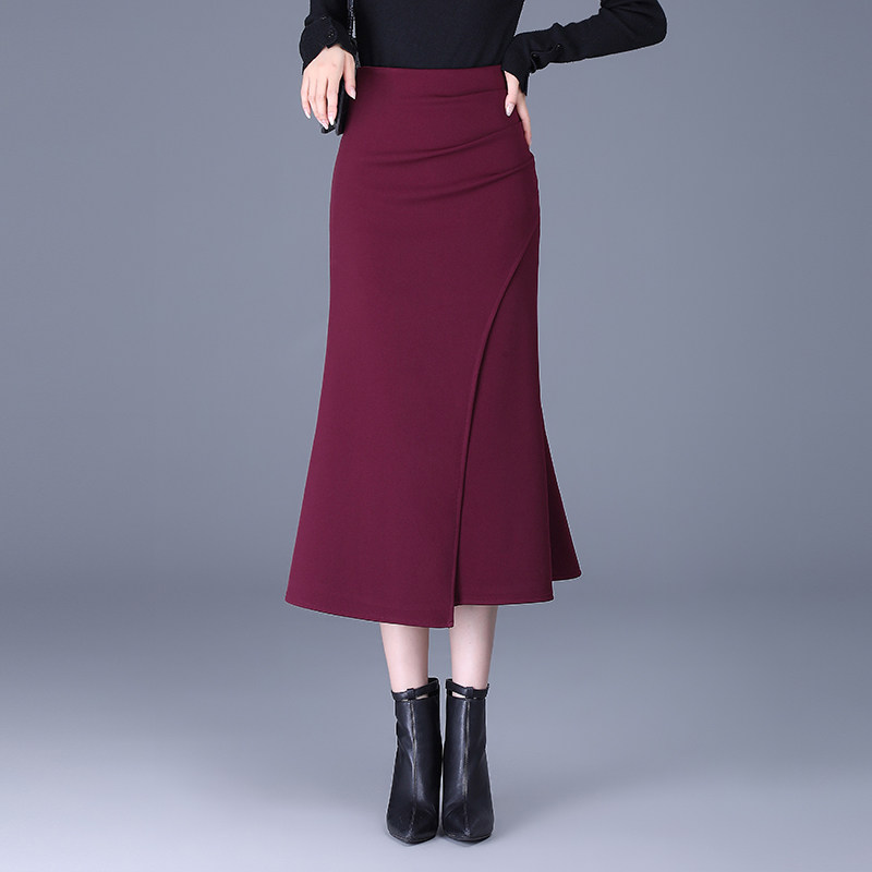 不规则包臀鱼尾裙女春秋新款高腰修身气质半身裙中长裙一步裙