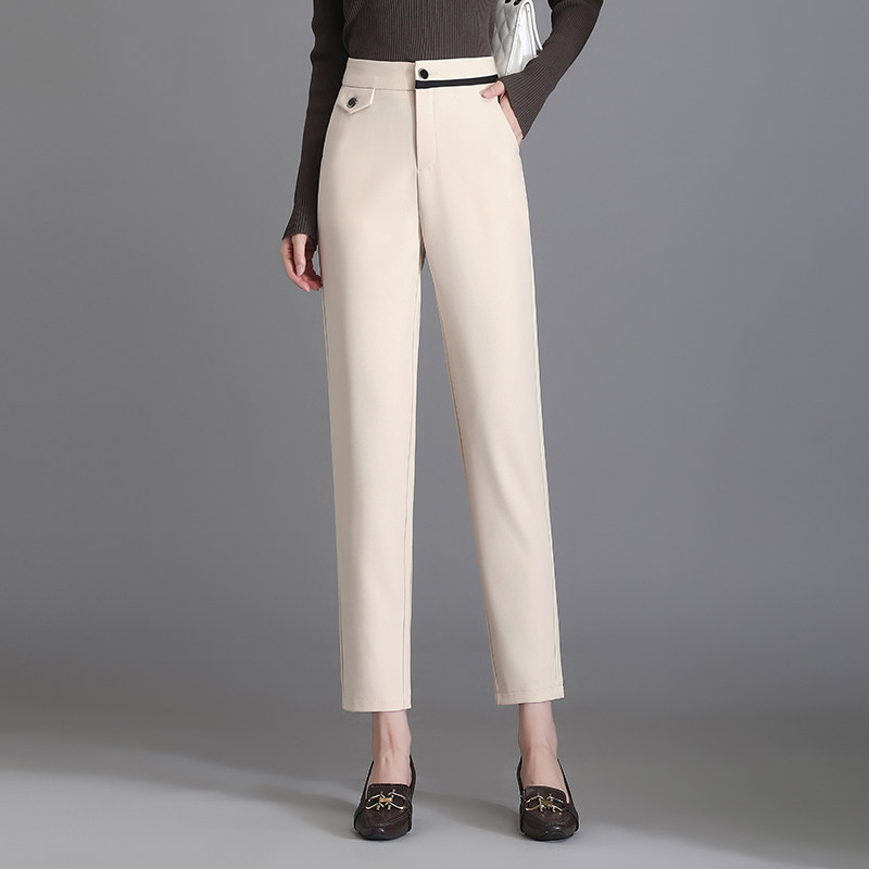 烟管裤女春季2026新款高腰显瘦通勤气质小直筒西裤垂感洋气小脚裤