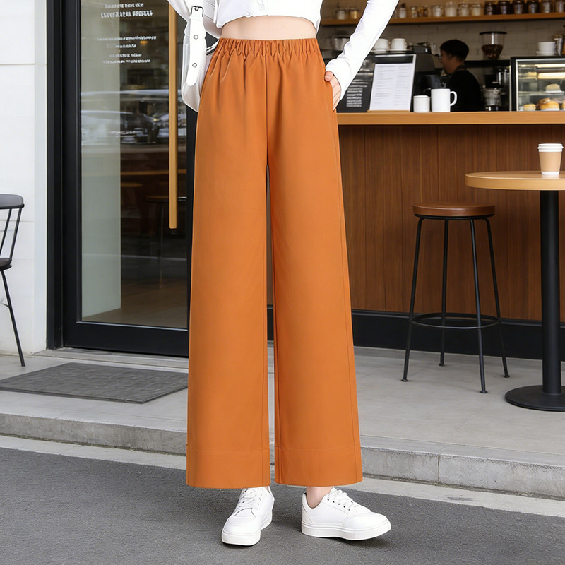 小个子阔腿裤女春夏2026新款松紧腰显瘦九分裤时尚百搭直筒休闲裤