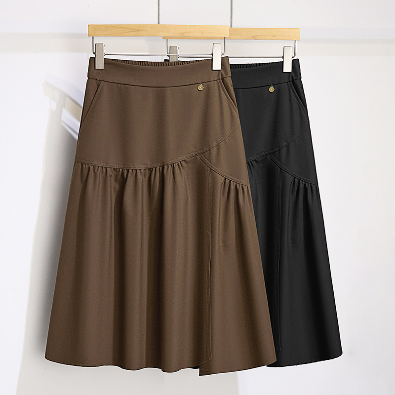 时尚a字裙女春秋新款高腰休闲裙半身裙中长款不规则显瘦裙子