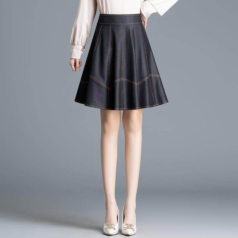 牛仔短裙女春秋新款高腰显瘦短款半身裙时尚百搭休闲A字伞裙