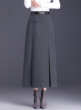 灰色西装长裙半身裙女春秋新款显瘦高腰a字包臀裙中长一步裙