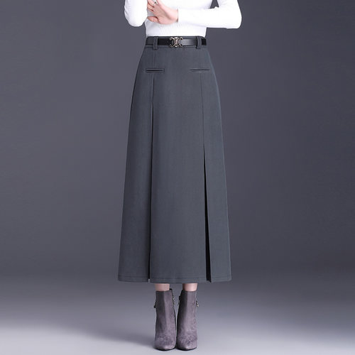 灰色西装长裙半身裙a字包臀裙
