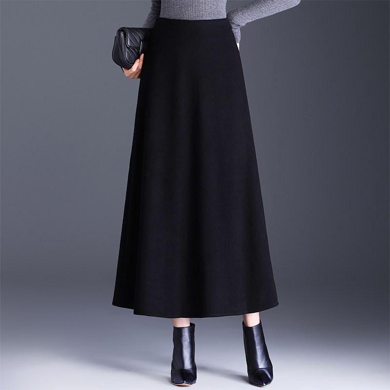 2025秋季新款高腰显瘦长裙半身裙女简约通勤a字裙配大衣秋冬裙子