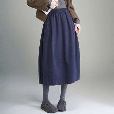 松紧腰毛呢灯笼裙半身裙休闲裙
