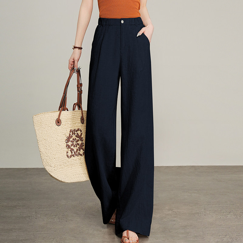 时尚百搭阔腿裤女加长高个子2025夏季薄款高腰垂感宽松直筒休闲裤