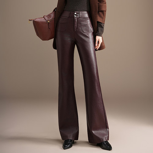 长裤子宽松pu皮裤女秋冬