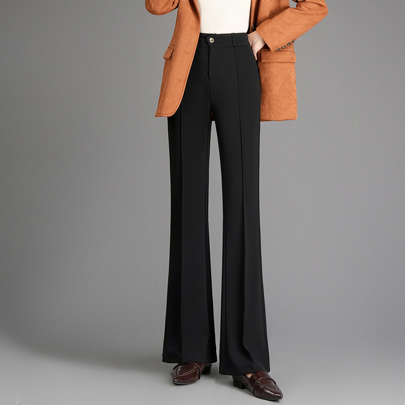 黑色西装微喇裤女2026春秋新款高腰修身显瘦长裤气质休闲喇叭裤子