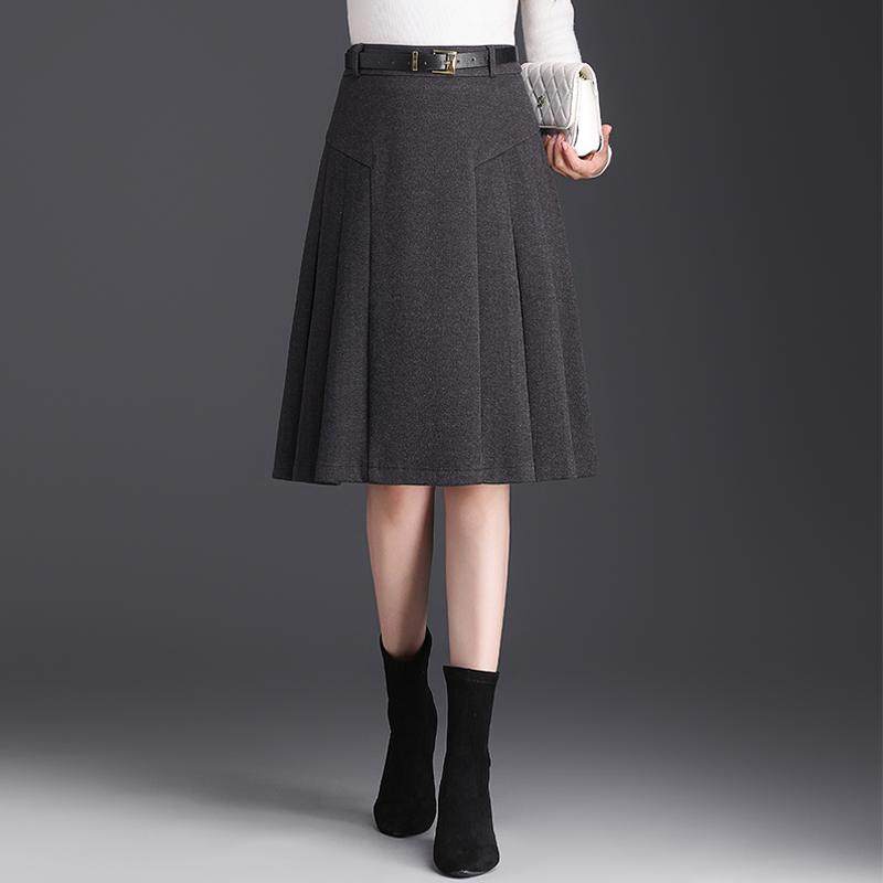 小个子毛呢西装百褶裙女秋冬2025新款高腰显瘦a字半身裙中长伞裙