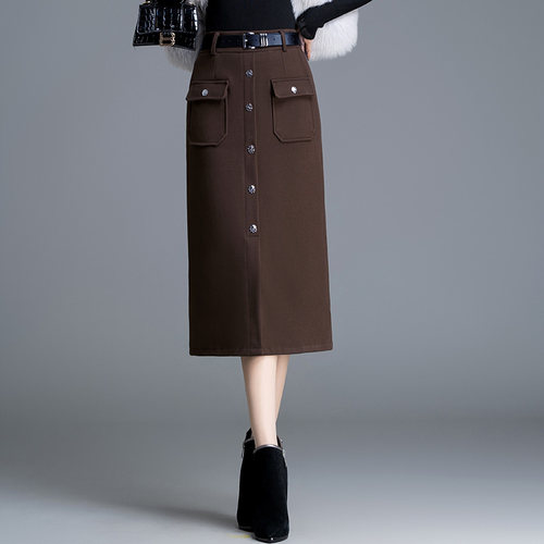 气质通勤包臀裙女显瘦毛呢半身裙