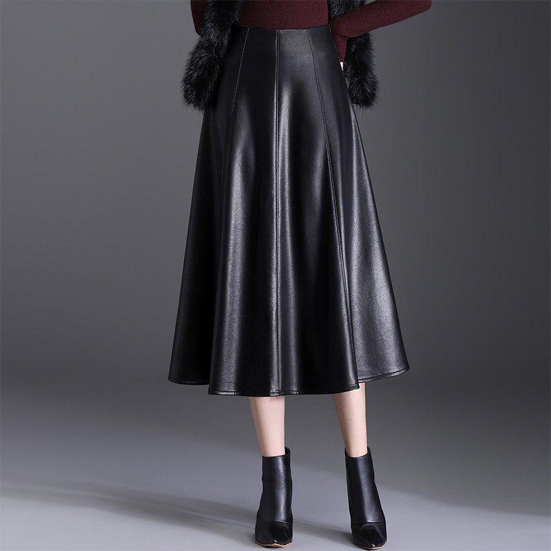 高腰显瘦A字裙休闲皮裙半身裙