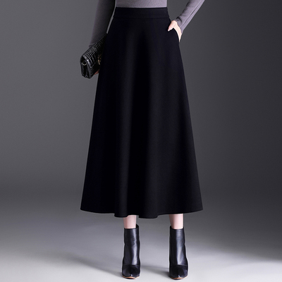 秋冬厚毛呢半身裙显瘦A字长裙