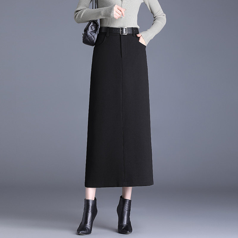 开叉包臀裙半身裙中长款一步裙2025春秋新款高腰直筒裙通勤西装裙