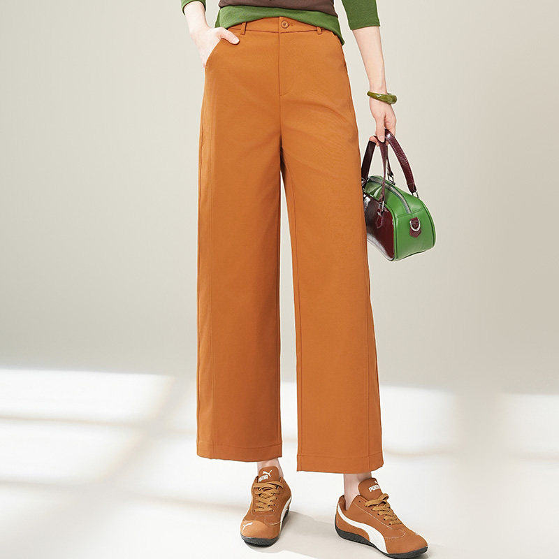 时尚小个子休闲直筒裤女2026春季新款高腰宽松显瘦百搭阔腿九分裤