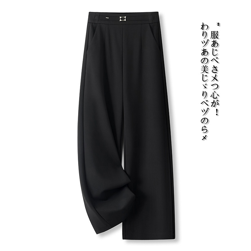 黑色阔腿裤女2026春季新款极简风高腰直筒长裤宽松显瘦休闲西装裤