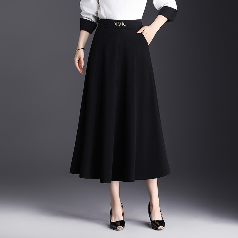 气质高腰垂感半身裙女春秋中长款裙子新款显瘦A字裙八片摆裙