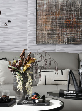 罗曼提 现代样板间花艺抽像人物摆件不锈钢果盘 客厅茶几摆放组合