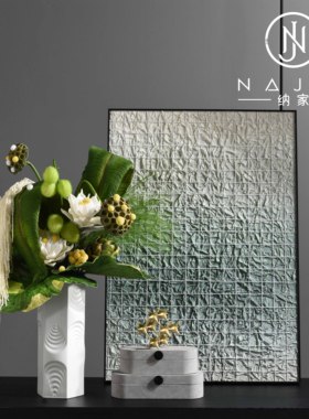 罗曼提现代创意花艺一字棍椭圆盒饰品样板间客厅玄关电视柜售楼处