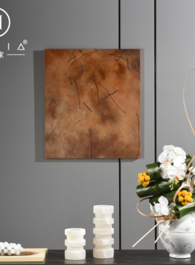 罗曼提新中式花艺玄关边柜马毛托盘云石烛台摆件售楼处样板间软装