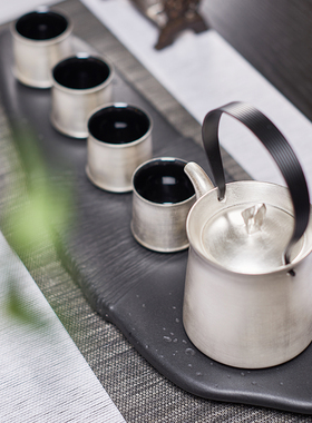 罗曼提新中式茶室花艺银茶具酒店铁书架香炉茶盘摆件组合样板间