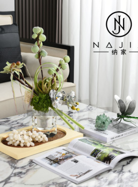 罗曼提海派中古风创意花艺饰品玉石葡萄摆件样板间客厅茶几售楼处